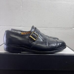 JM Weston Single Monk Strap Loafer Black Leather Dress‎ Shoes Men's Size 7.5 US